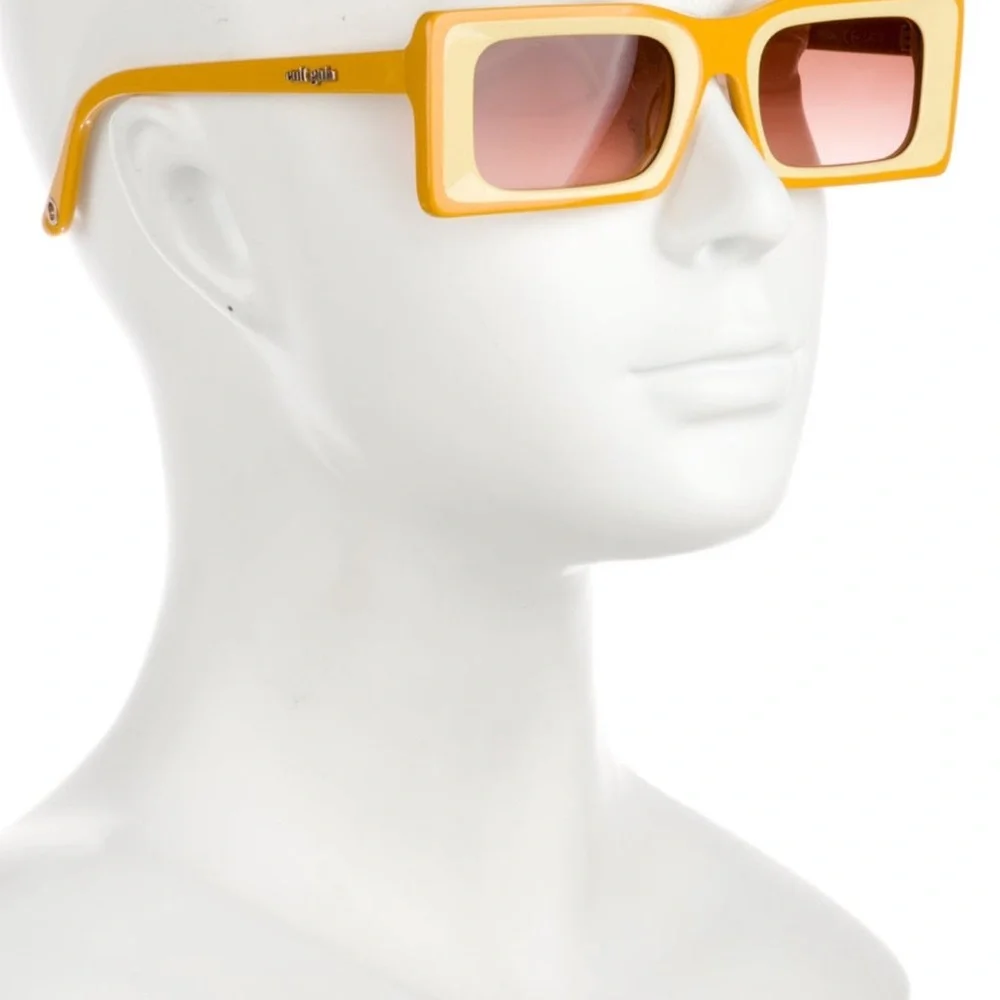 Cult Gaia Square Sunglasses | Yellow Frame Pink Gradient Lens - New in Box - Picture 4 of 4